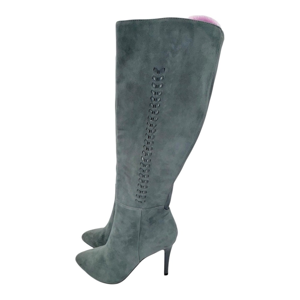 White House Black Market Suede Side Zip Knee High Grey Boots Womens Kenyon 7.5M